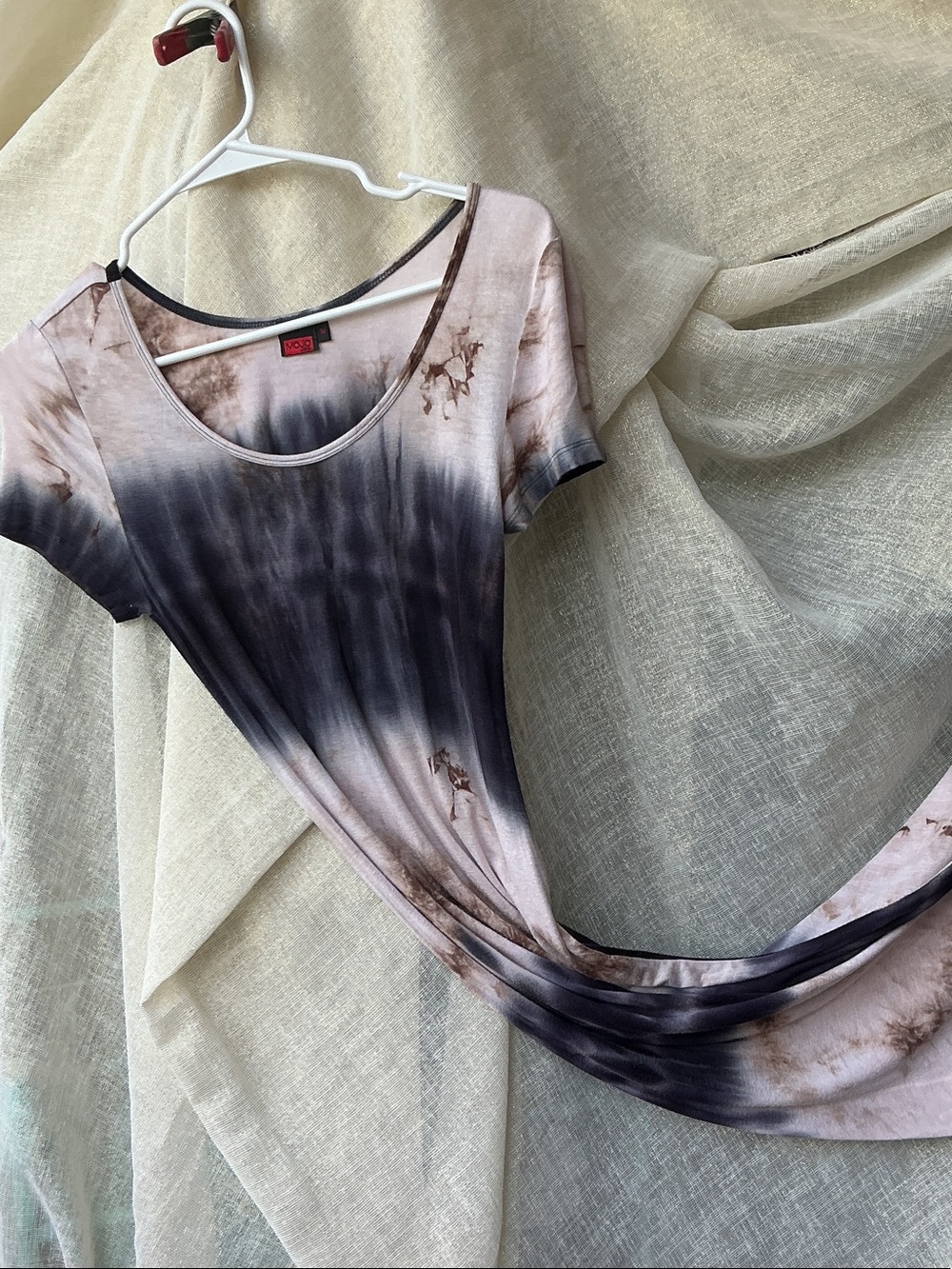 Tie-Dye Maxi Dress in Black and Cream by Unknown Brand